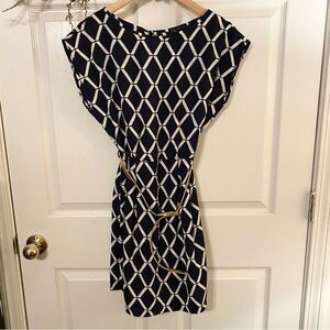 Signature Black and White Chain Pattern Mini Dress
